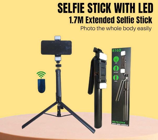 Tripod LED R16/R16S/R16D Selfie Stick LED With Grip Handle