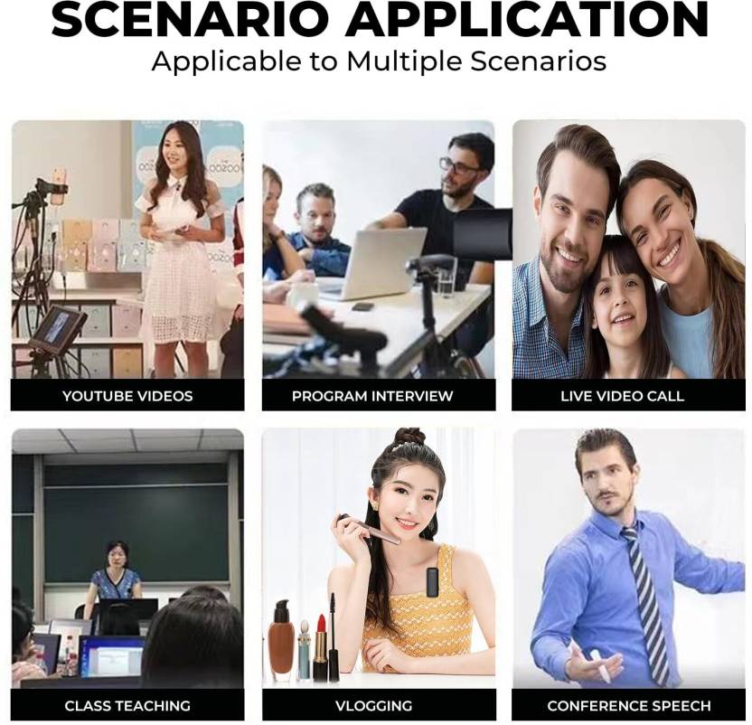 Sx31 Dual Wireless Mic 3 in 1 Multi-function Noise Reduction for All Devices and Speakers Microphones (Black)