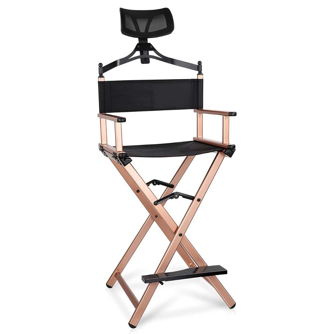 Foldable Aluminum Makeup Chair with Head Rest