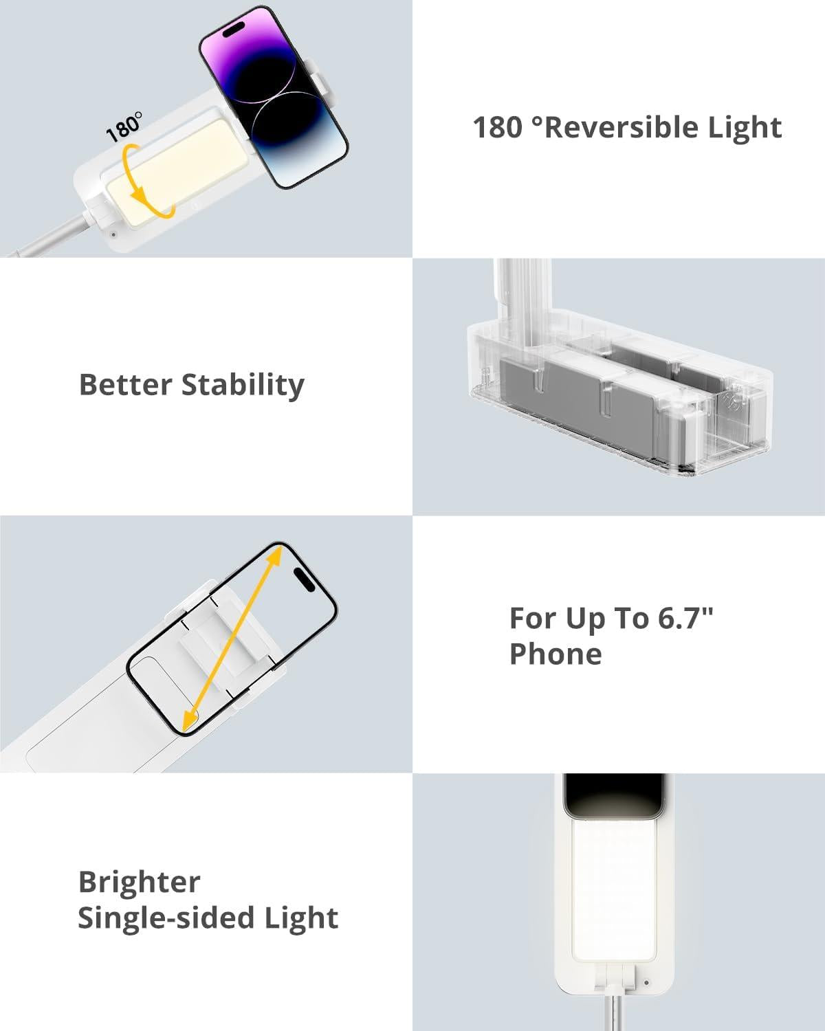 Portable Phone Stand For Recording With LED Light