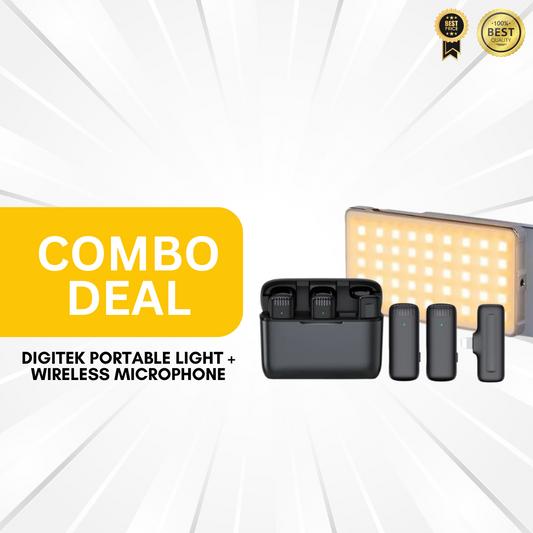 Combo Offer (Digitek Portable Light + Wireless Lavalier Microphone)