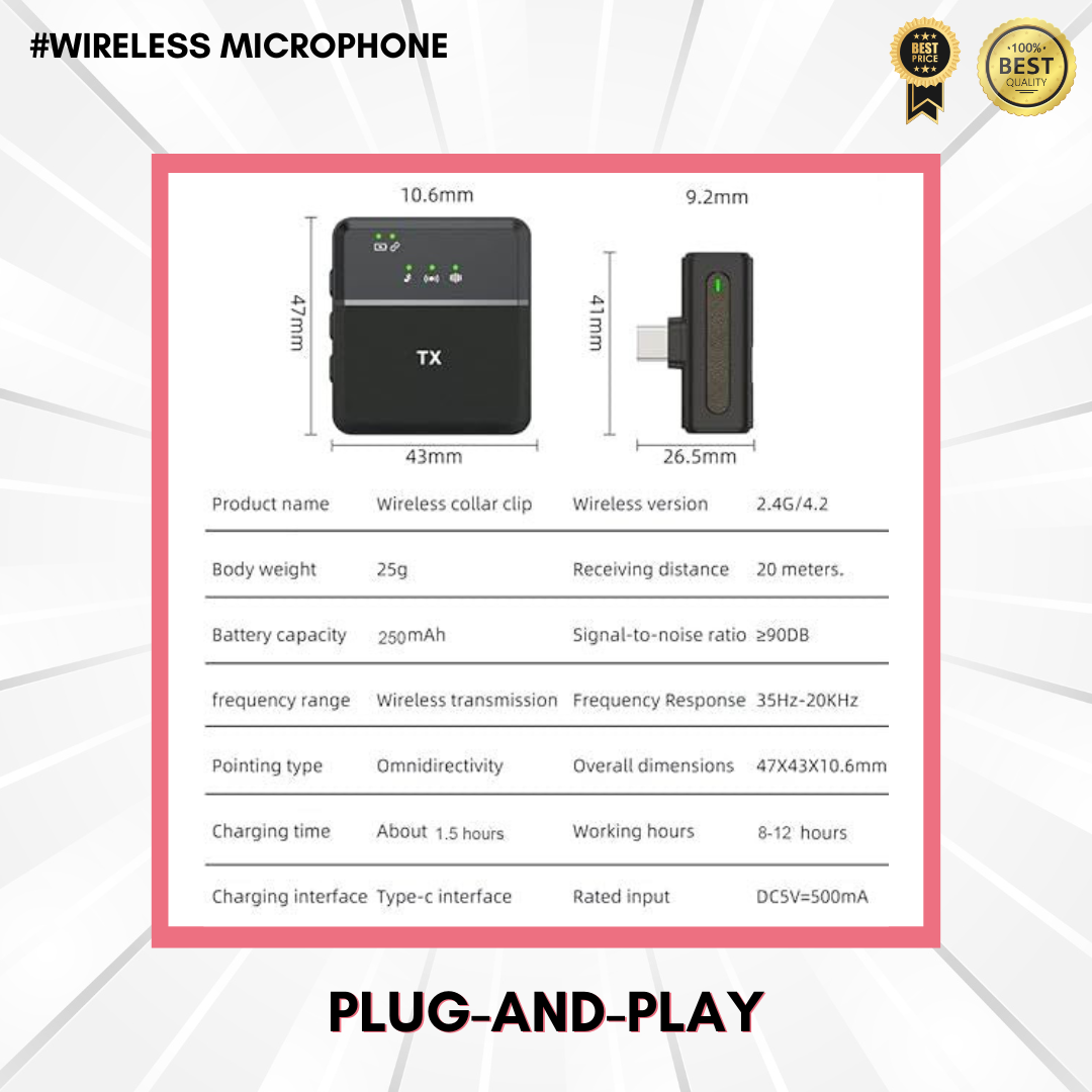 Combo Offer (Wireless Microphone + Square Light)