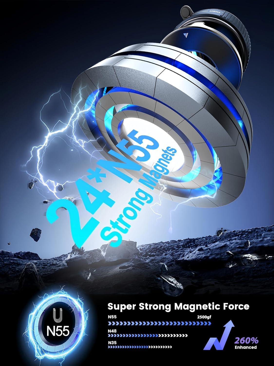 360° Magnetic Vacuum Car Phone Holder – Strong Grip, Hands-Free Mount (Black)