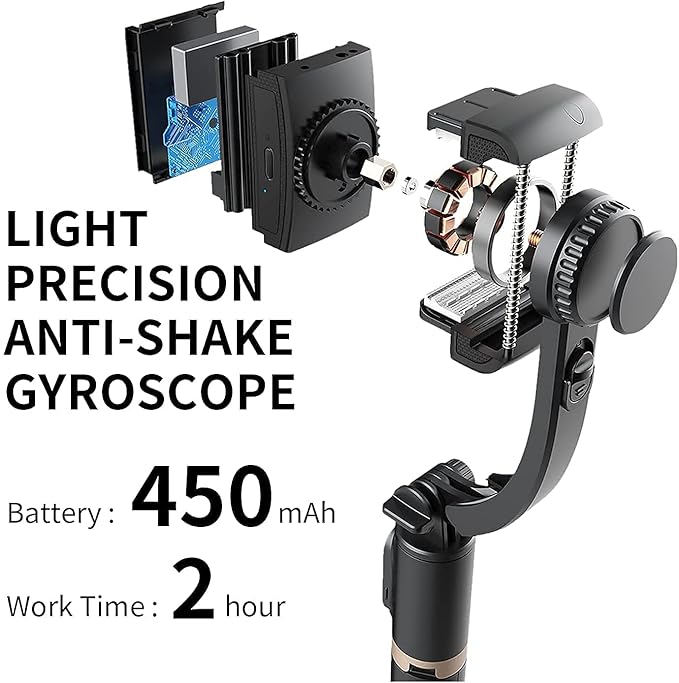 Q08 Gimbal Stabilizer for Smartphone with Extendable Bluetooth Selfie Stick and Tripod