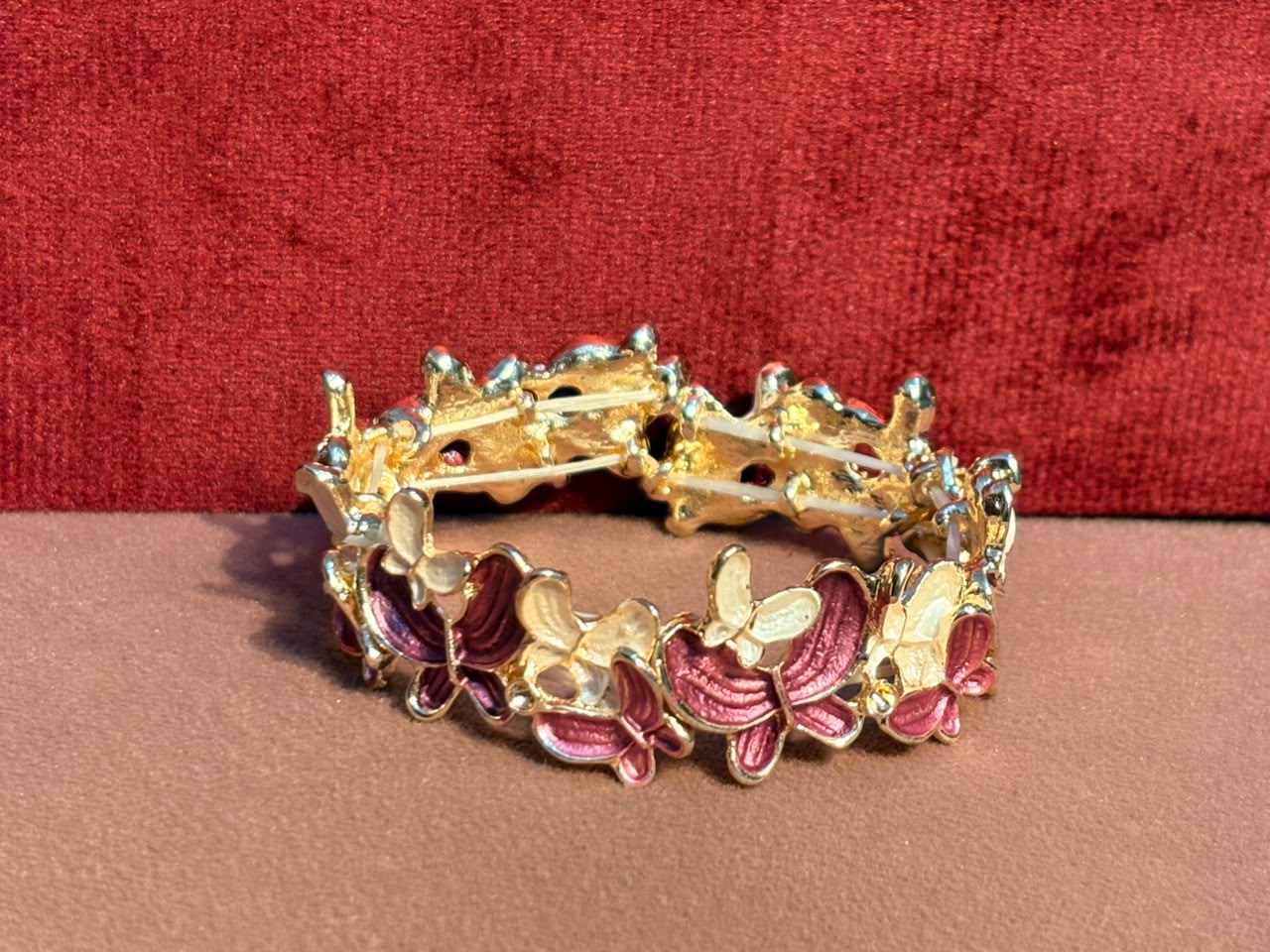 Gold-Tone Floral Butterfly Bracelet