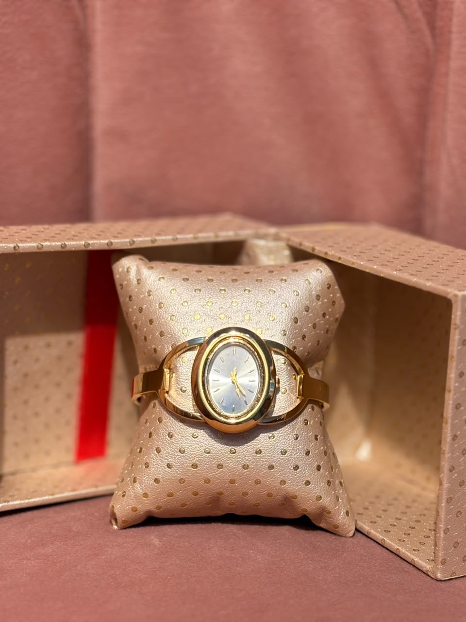 Gold-Tone Oval Dial Watch