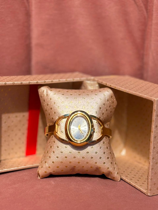 Gold-Tone Oval Dial Watch