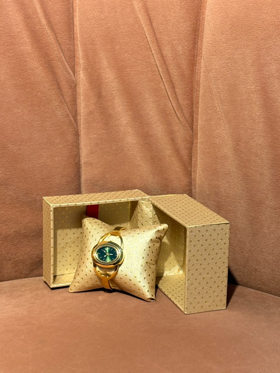 Gold-Tone Blue Dial Watch