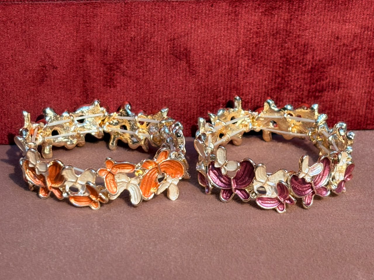 Gold-Tone Floral Butterfly Bracelet