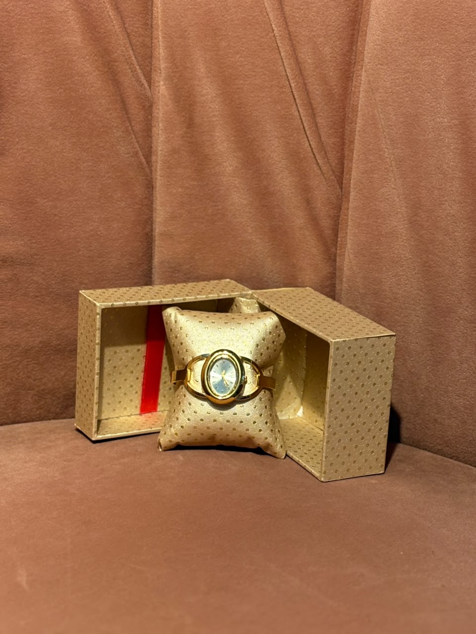 Gold-Tone Blue Dial Watch