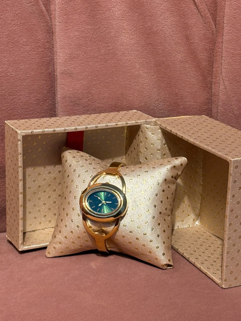 Gold-Tone Blue Dial Watch