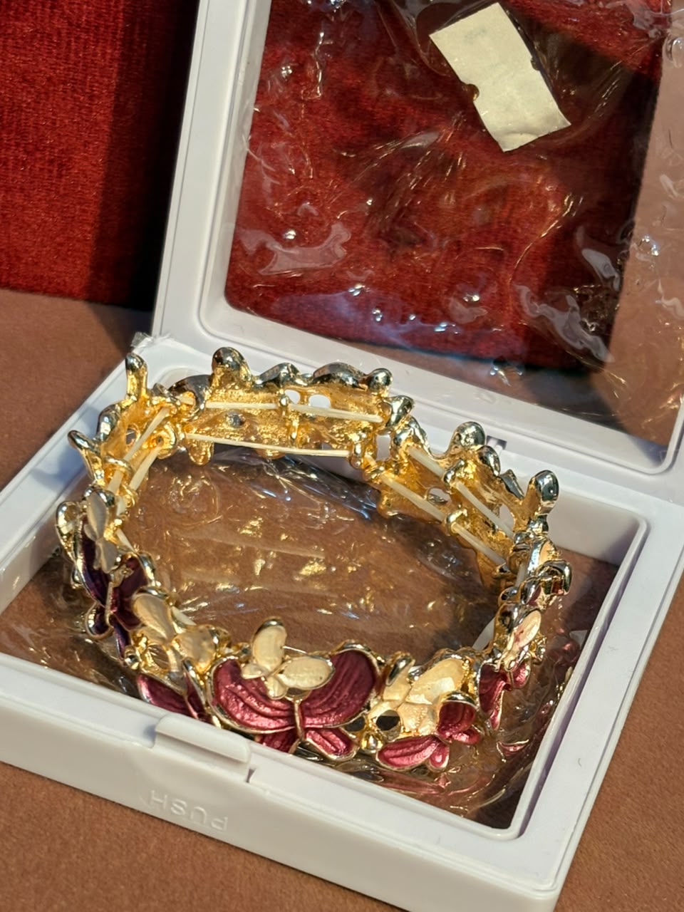 Gold-Tone Floral Butterfly Bracelet