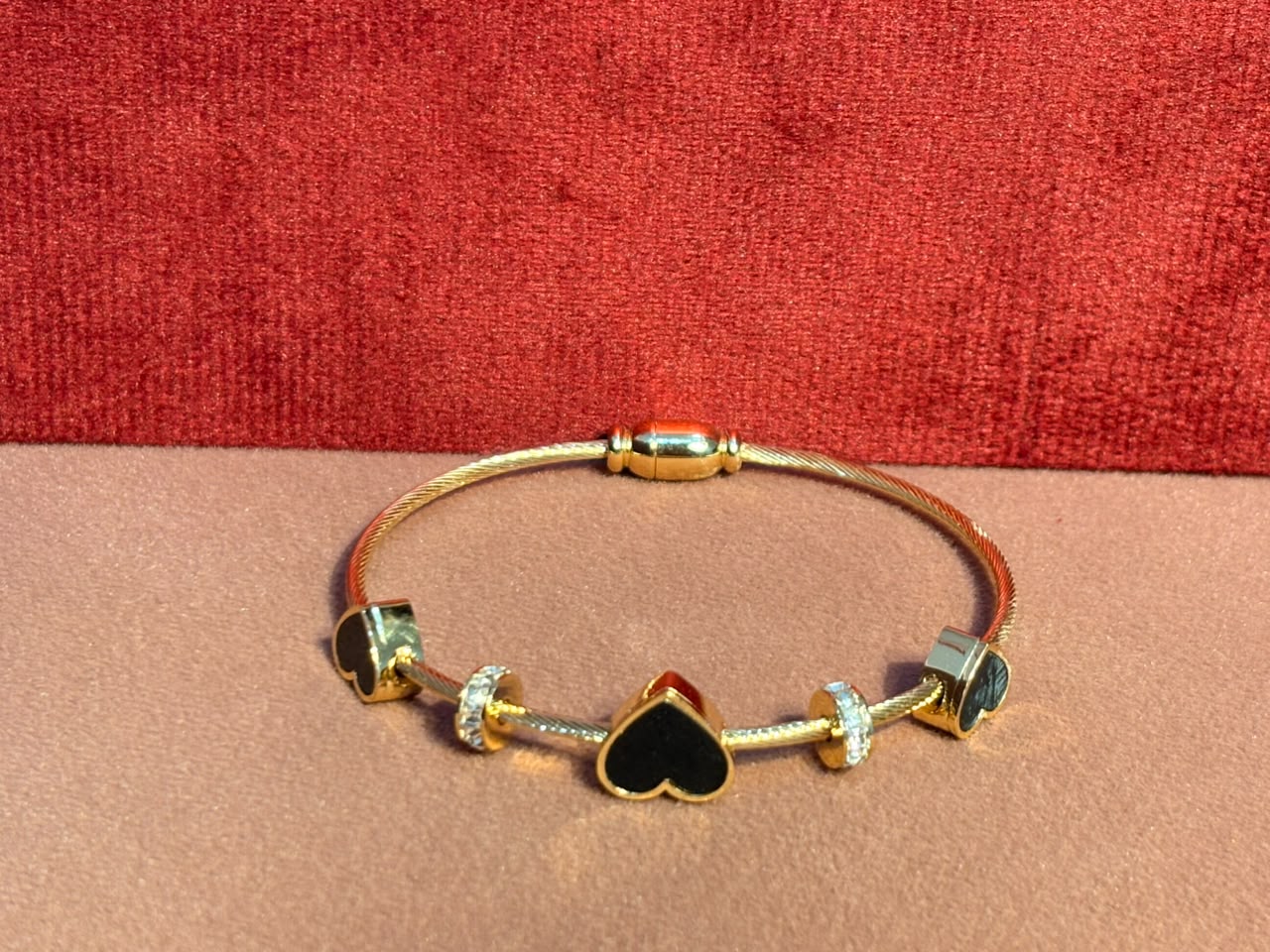 Gold-Tone Heart Charm Bracelet