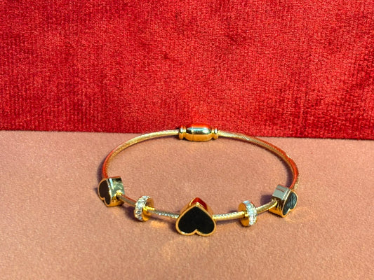 Gold-Tone Heart Charm Bracelet
