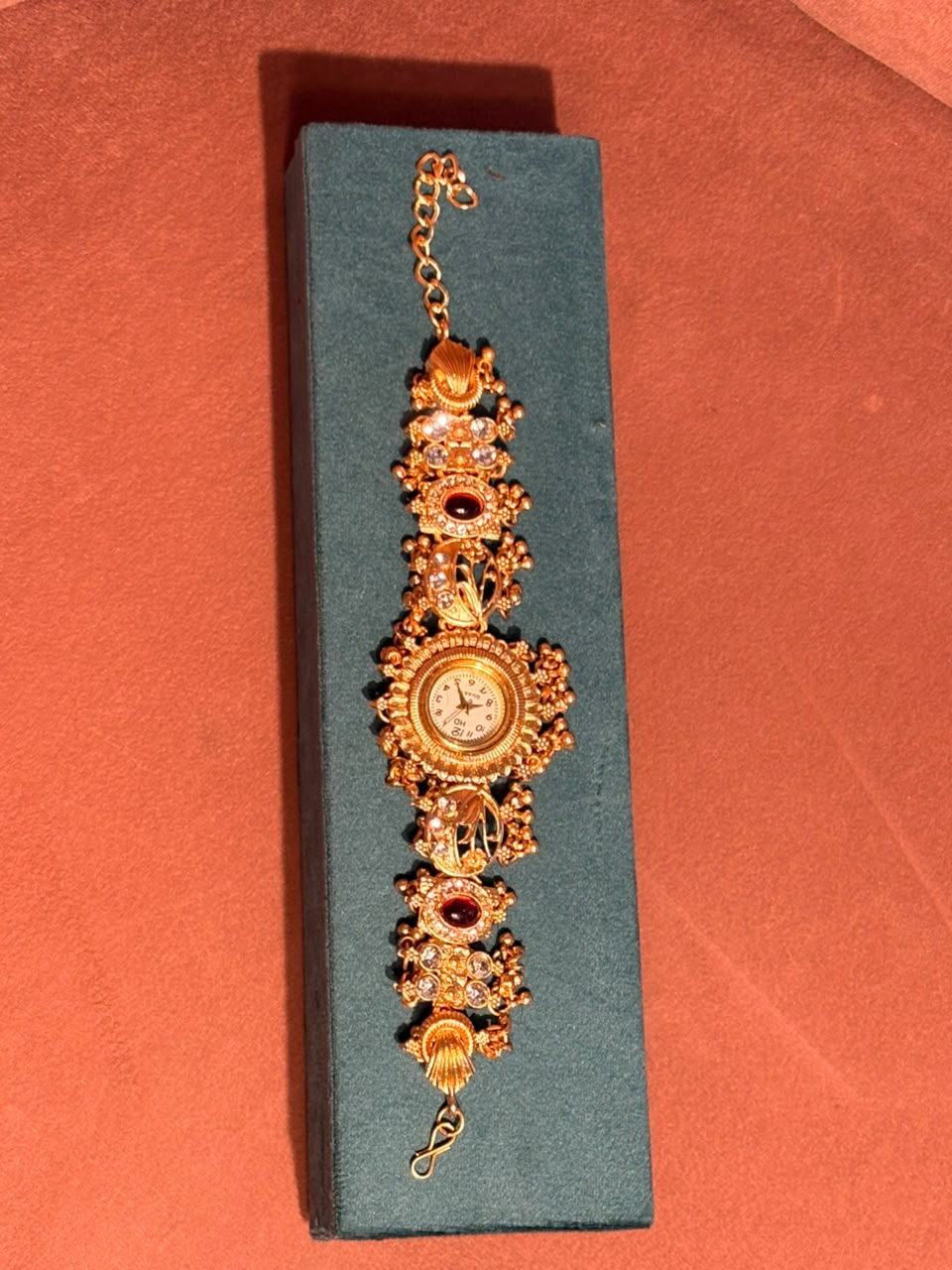 Gold-Tone Ornate Bracelet Watch