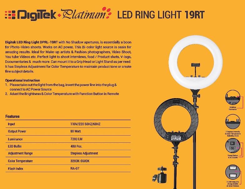 Digitek Platinum Professional LED Ring Light